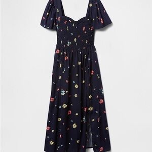 GAP Navy Smocked Dress with Multicolor Floral Dots